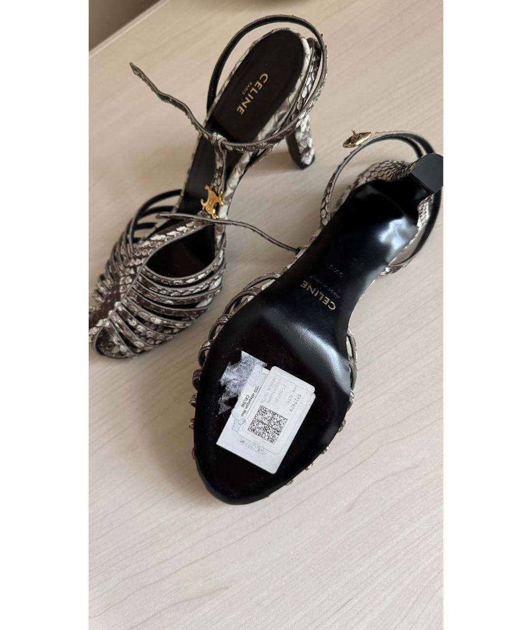 CELINE Серые босоножки из экзотической кожи, фото 4