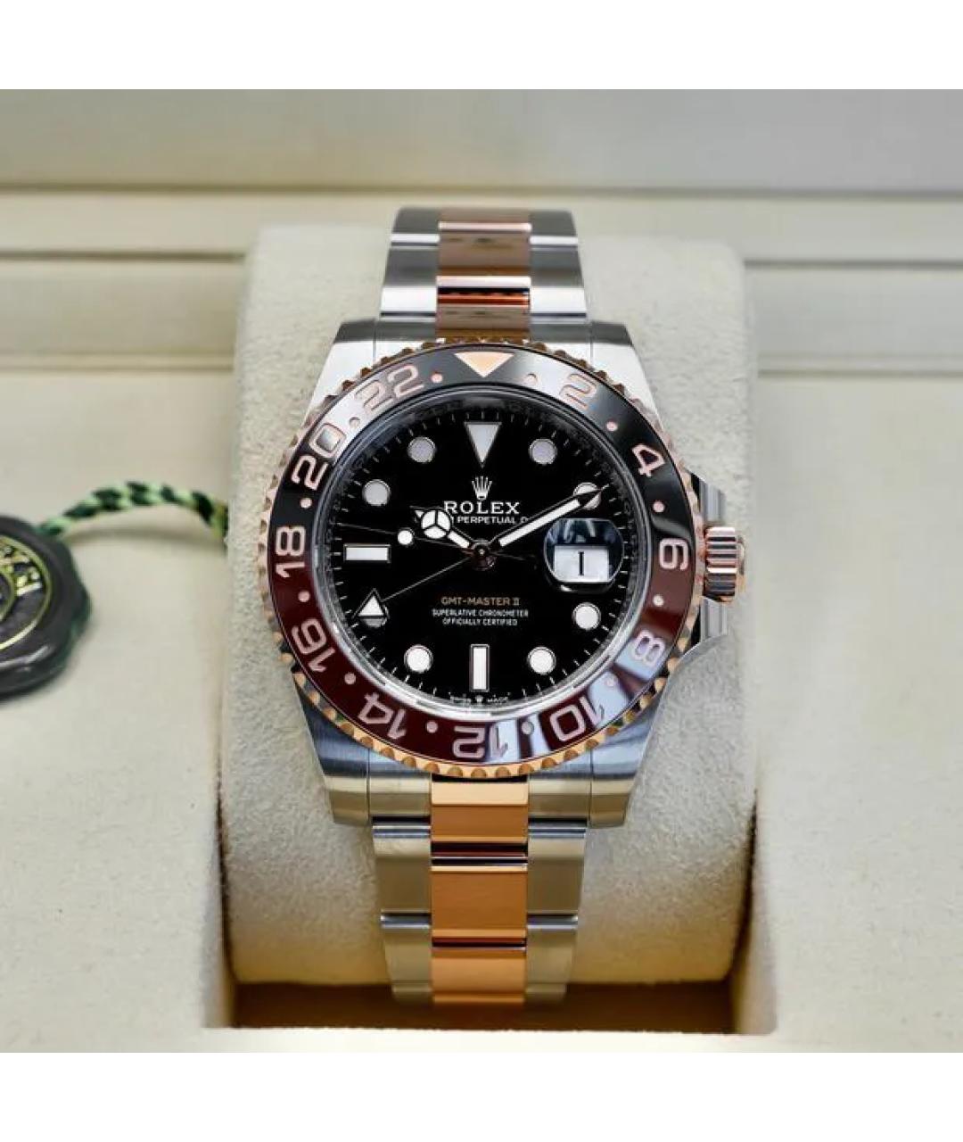 ROLEX Черные часы из розового золота, фото 10