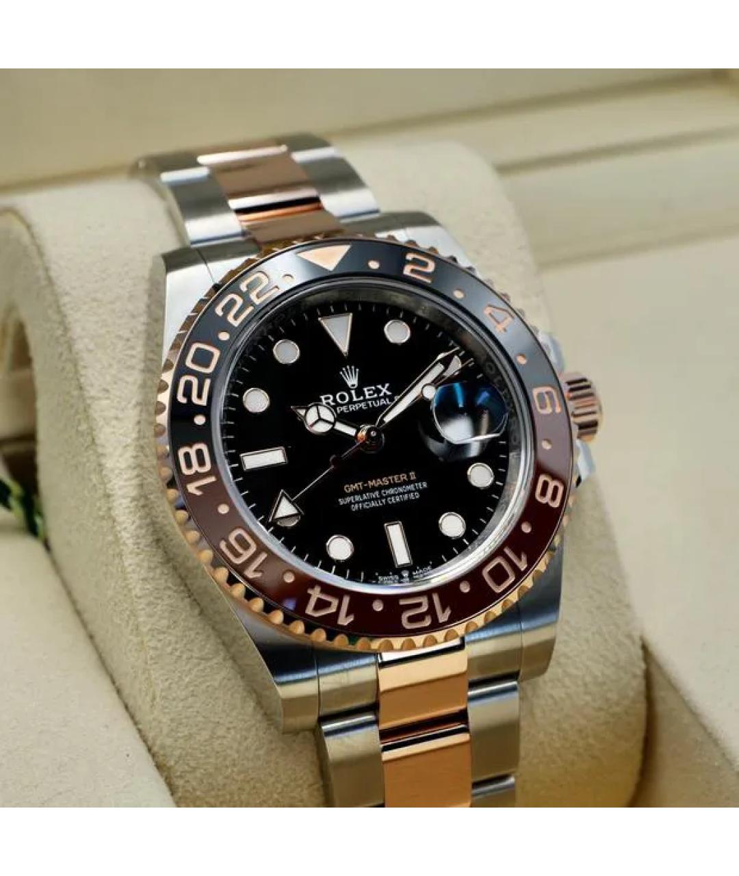 ROLEX Черные часы из розового золота, фото 2
