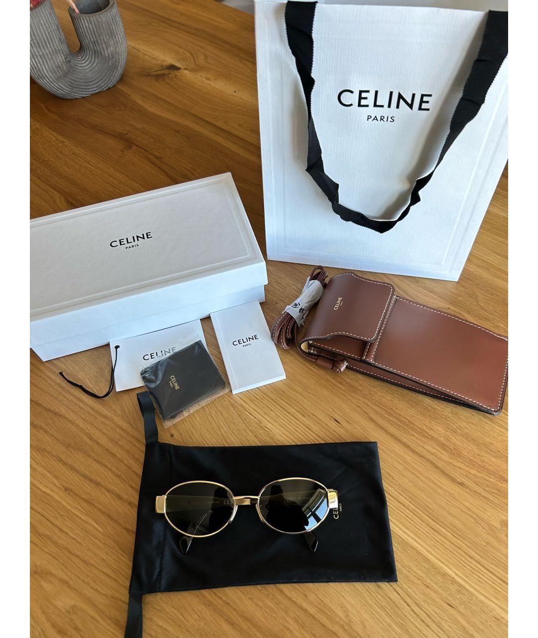 CELINE Золотые металлические солнцезащитные очки, фото 4