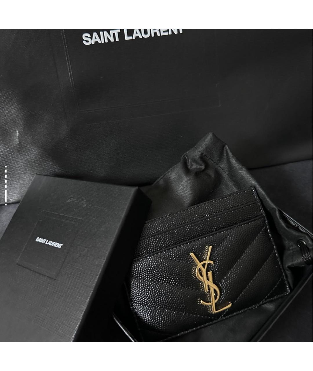SAINT LAURENT Черный кожаный кардхолдер, фото 7