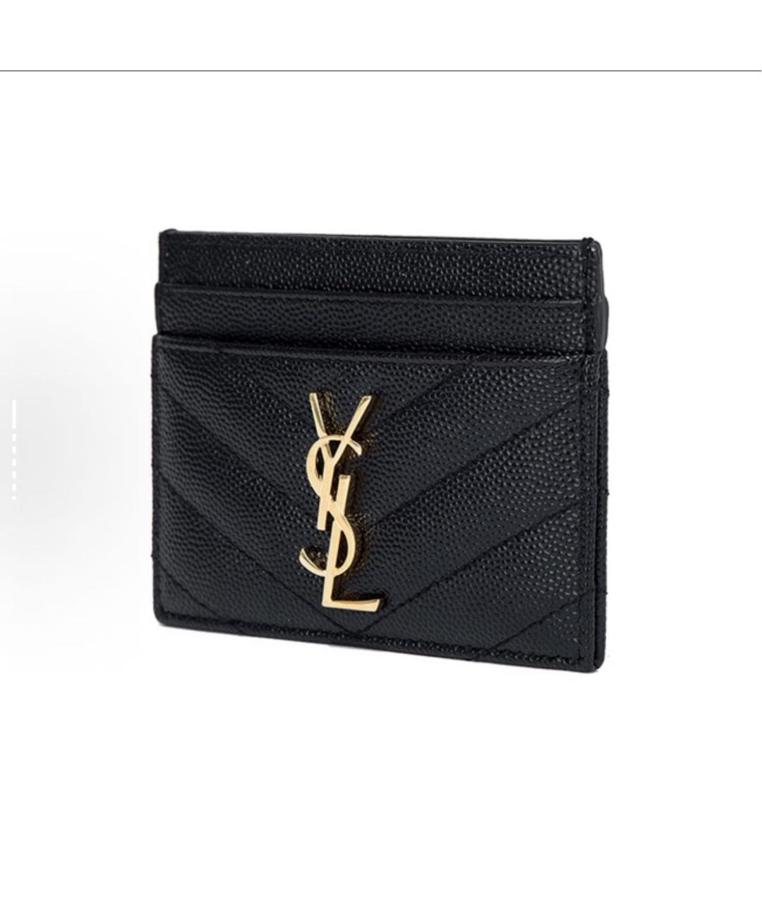 SAINT LAURENT Черный кожаный кардхолдер, фото 2