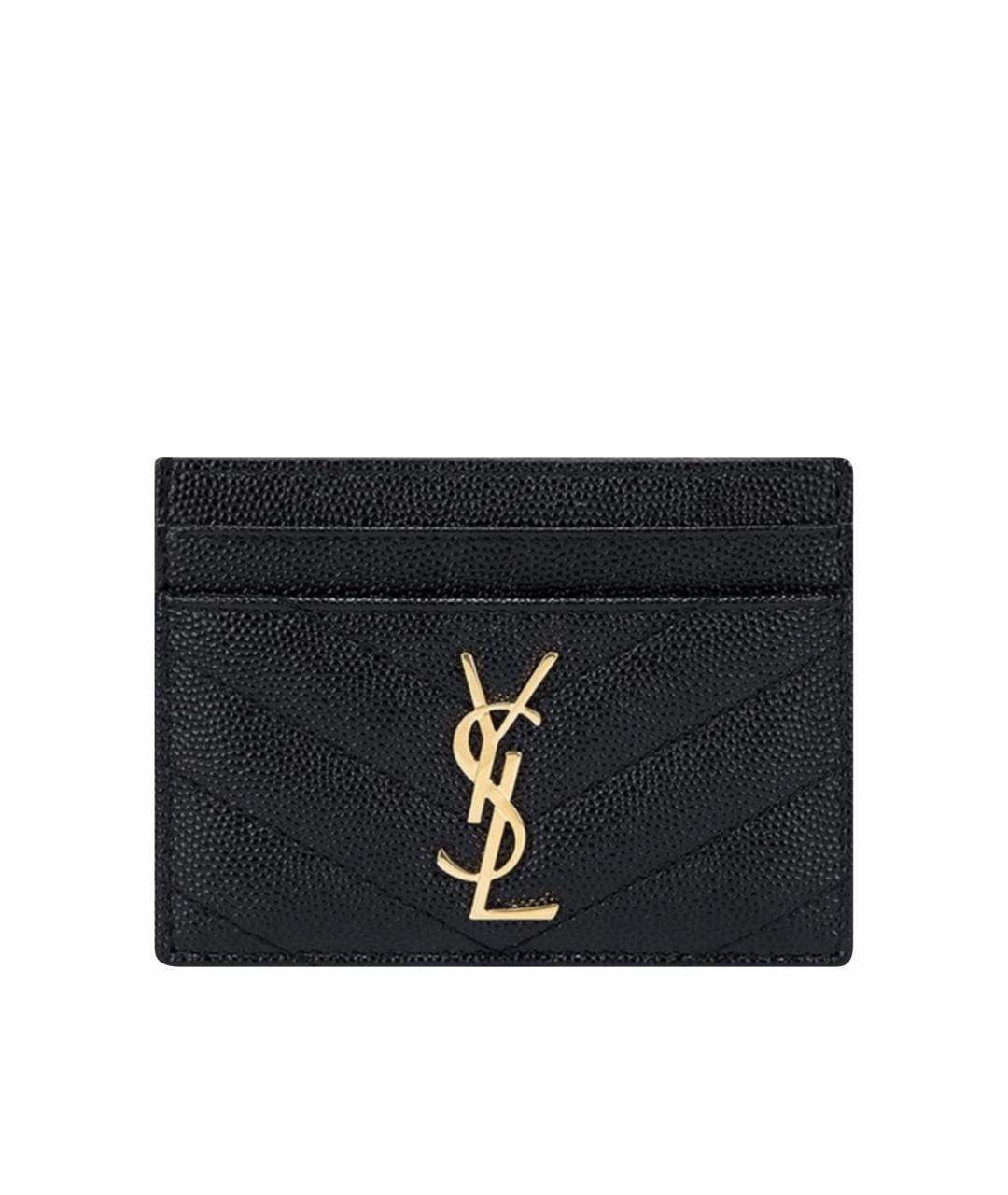 SAINT LAURENT Черный кожаный кардхолдер, фото 1