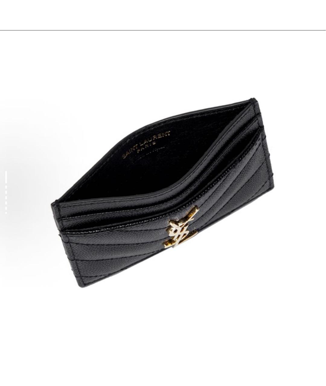 SAINT LAURENT Черный кожаный кардхолдер, фото 6