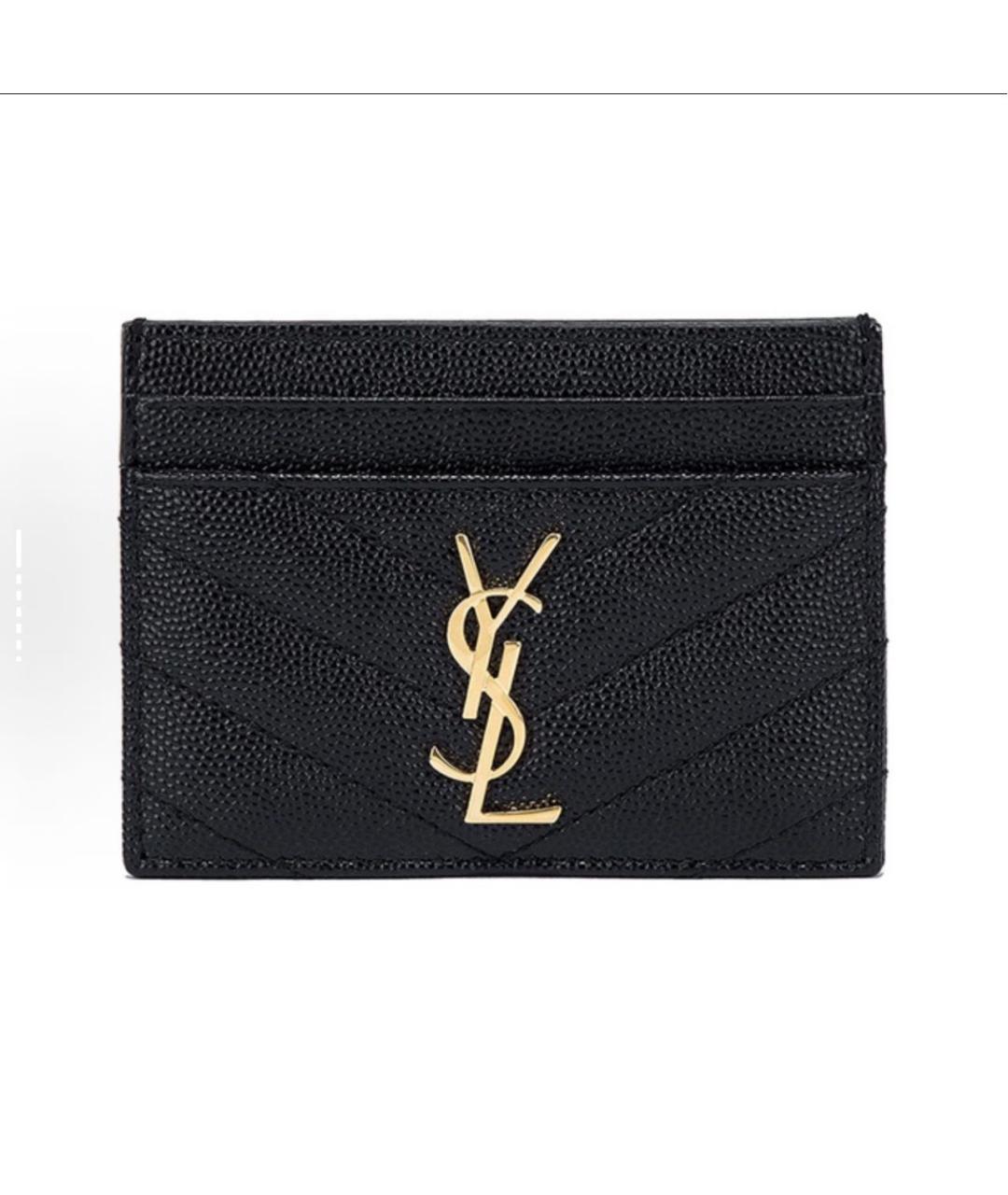 SAINT LAURENT Черный кожаный кардхолдер, фото 8