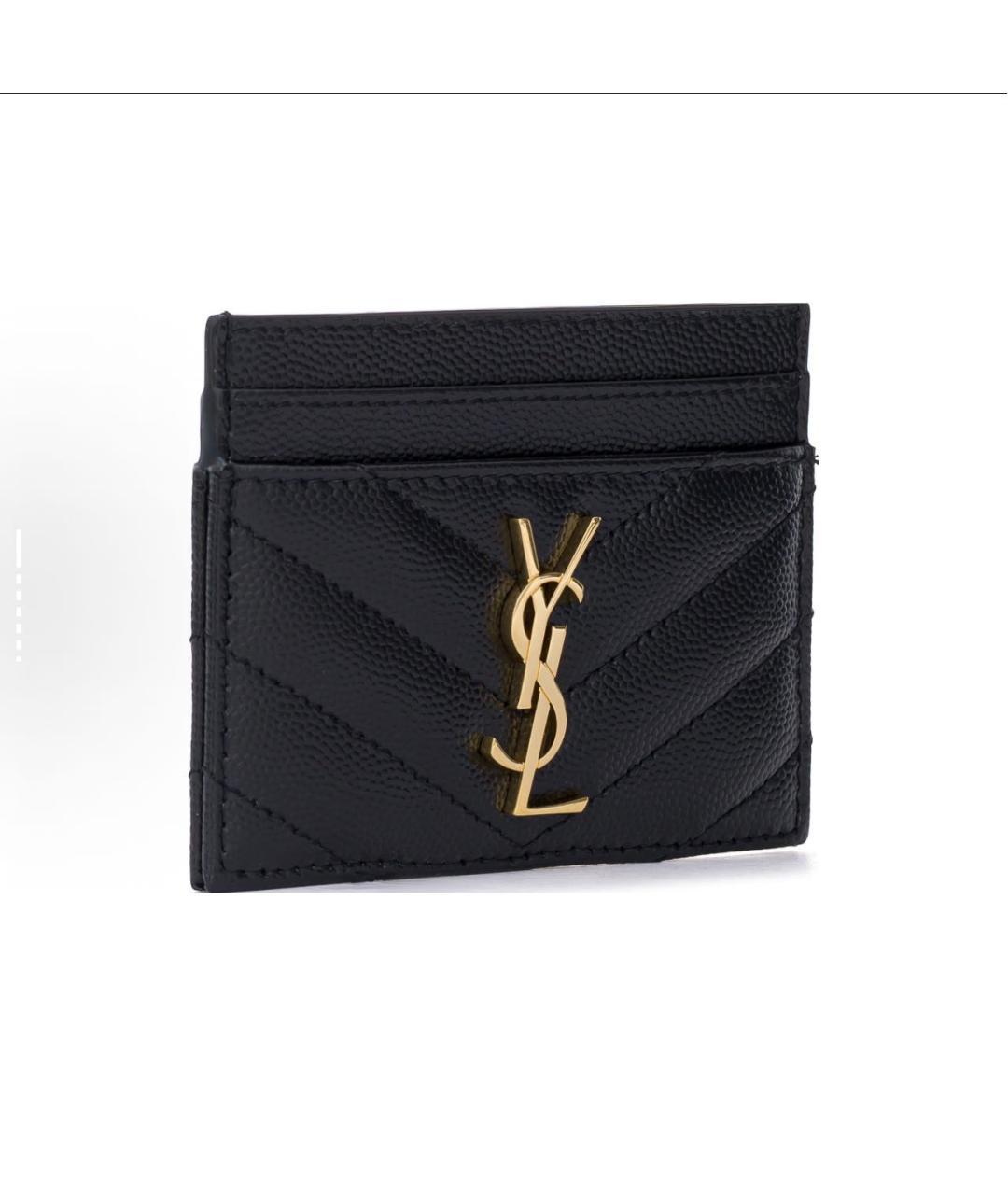 SAINT LAURENT Черный кожаный кардхолдер, фото 3