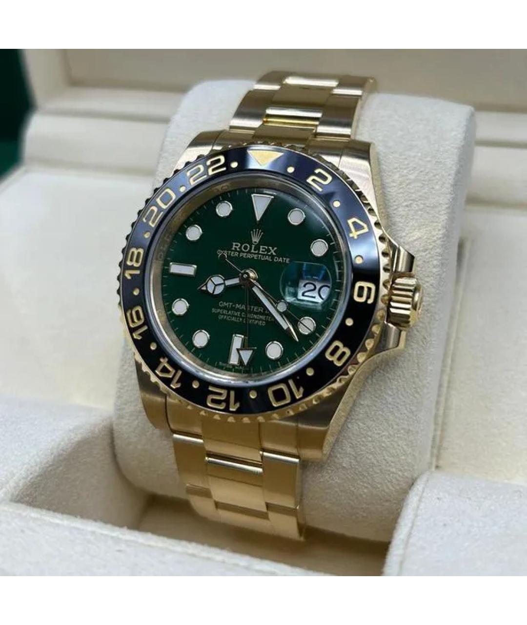 ROLEX Зеленые часы из желтого золота, фото 3