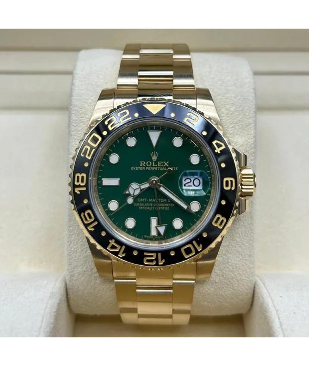 ROLEX Зеленые часы из желтого золота, фото 10