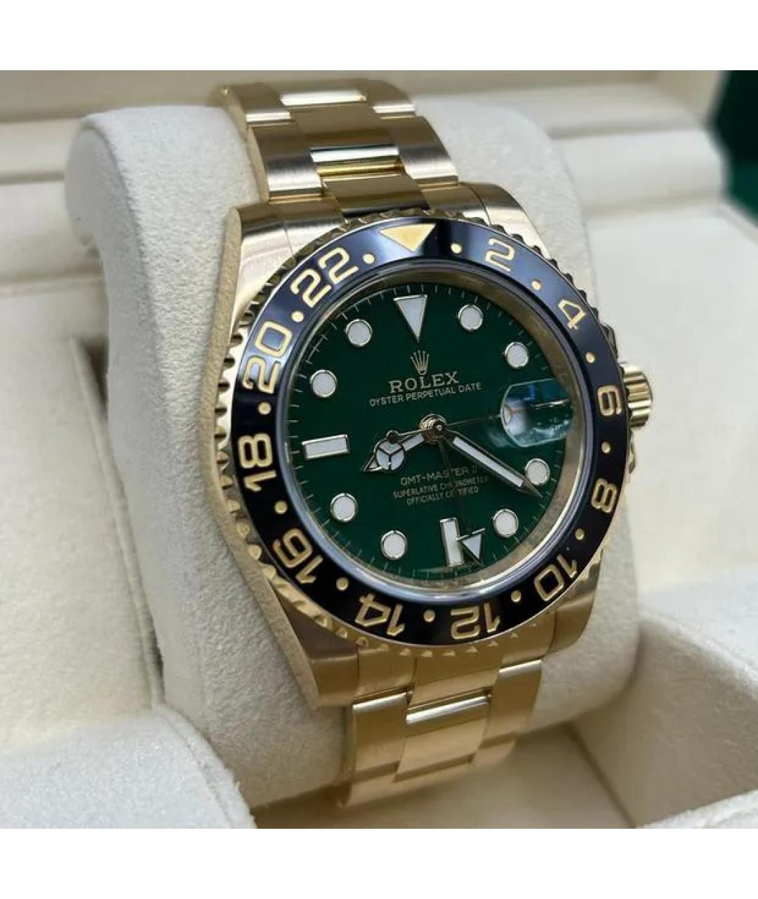 ROLEX Зеленые часы из желтого золота, фото 2