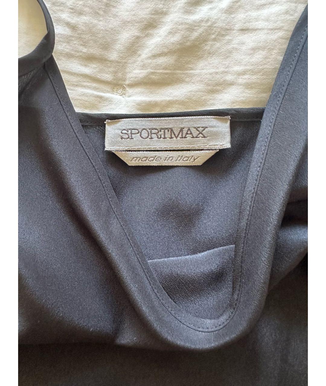 SPORTMAX Черное шелковое вечернее платье, фото 8