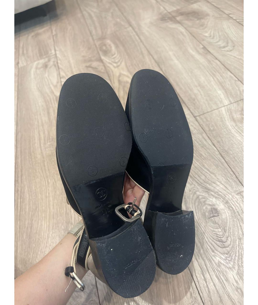 CHANEL Бежевые текстильные туфли, фото 5