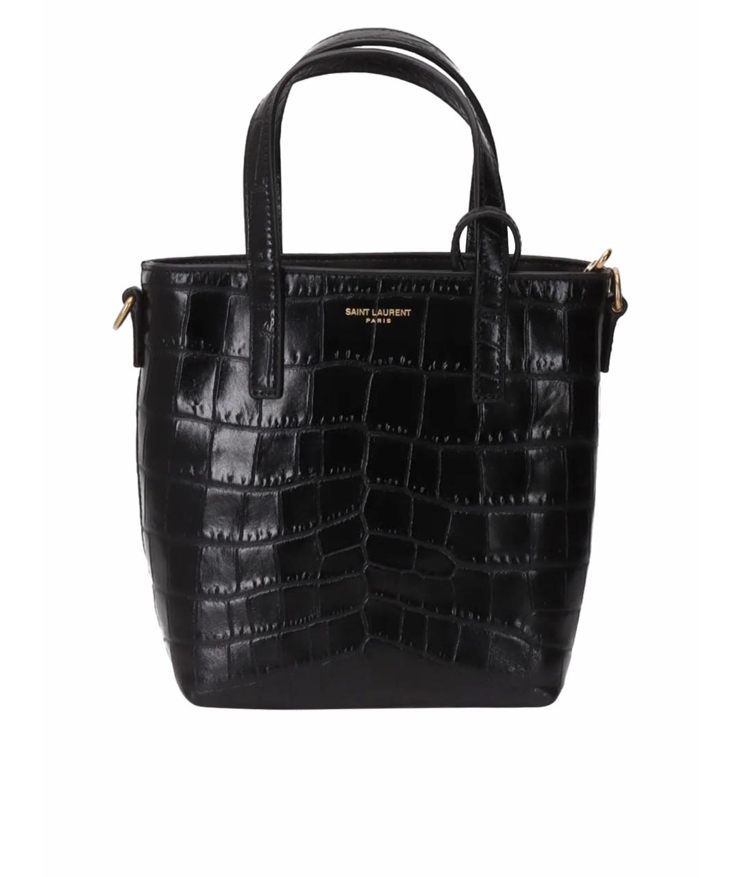SAINT LAURENT Черная кожаная сумка с короткими ручками, фото 1