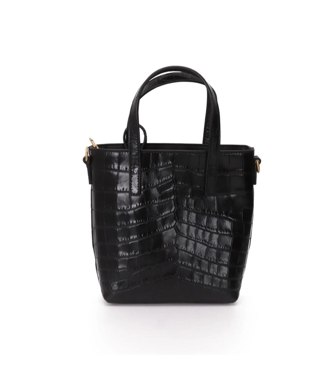 SAINT LAURENT Черная кожаная сумка с короткими ручками, фото 3
