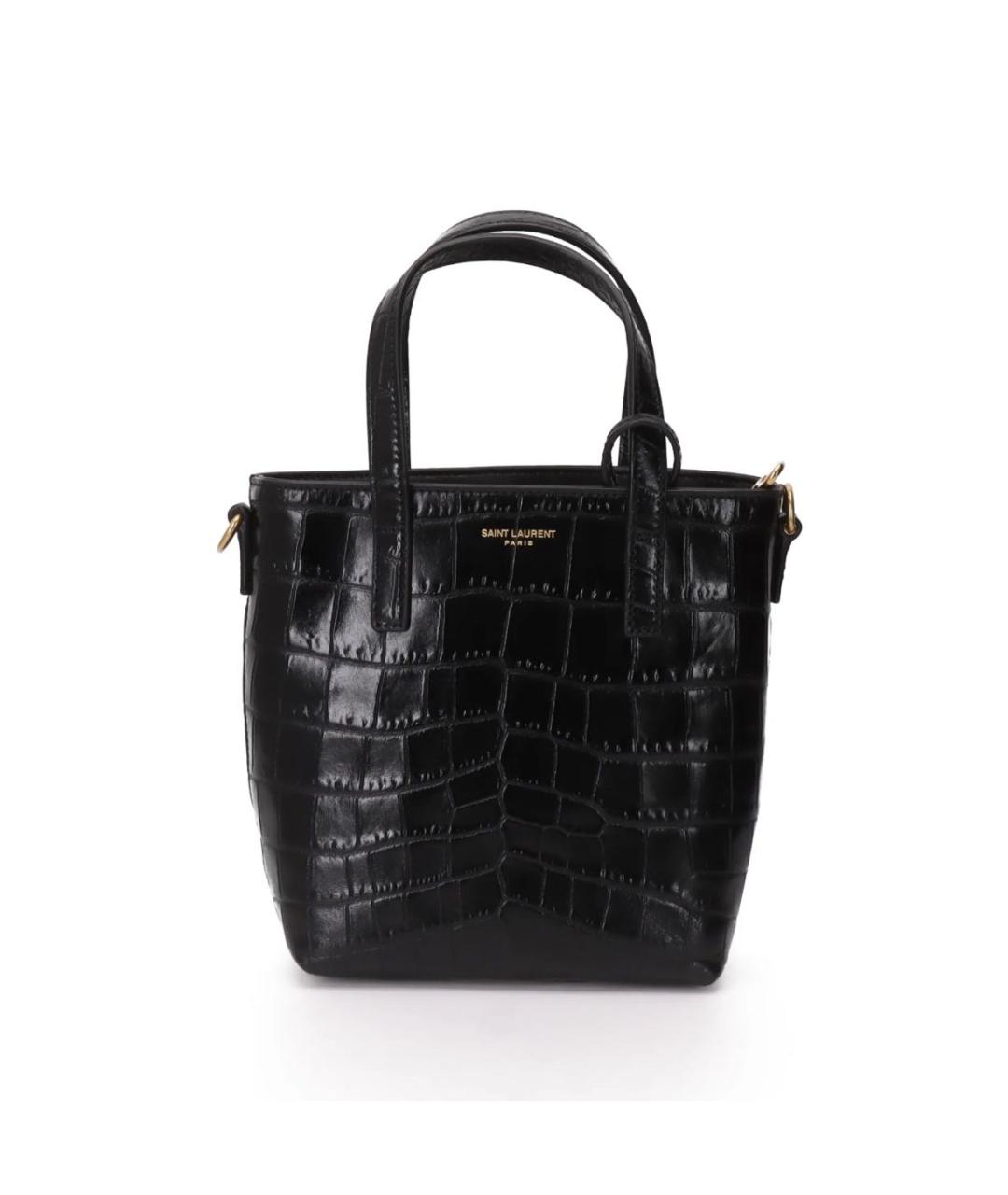 SAINT LAURENT Черная кожаная сумка с короткими ручками, фото 8