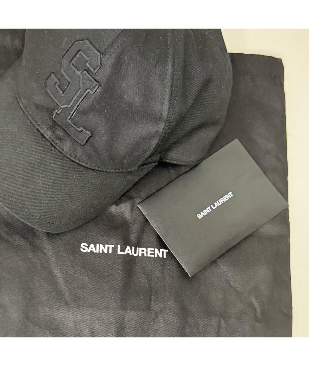 SAINT LAURENT Черная хлопковая кепка, фото 6