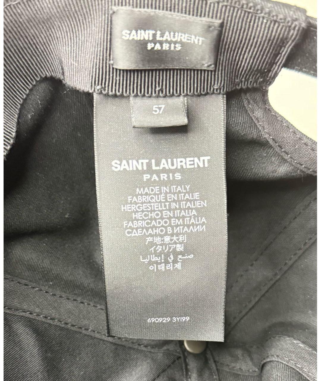 SAINT LAURENT Черная хлопковая кепка, фото 5