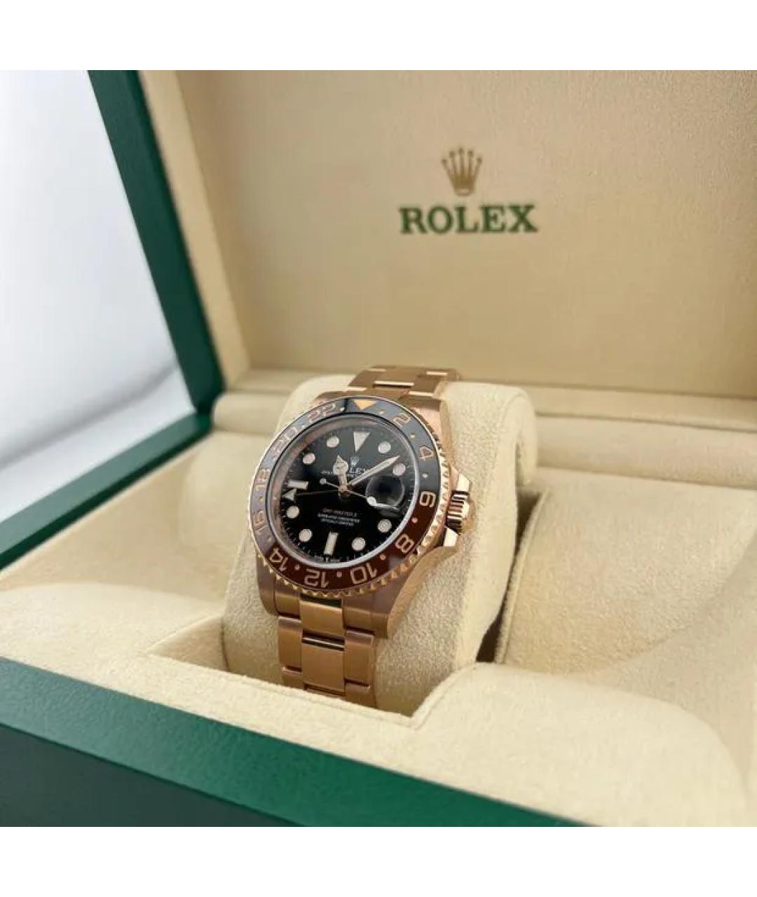 ROLEX Черные часы из розового золота, фото 2