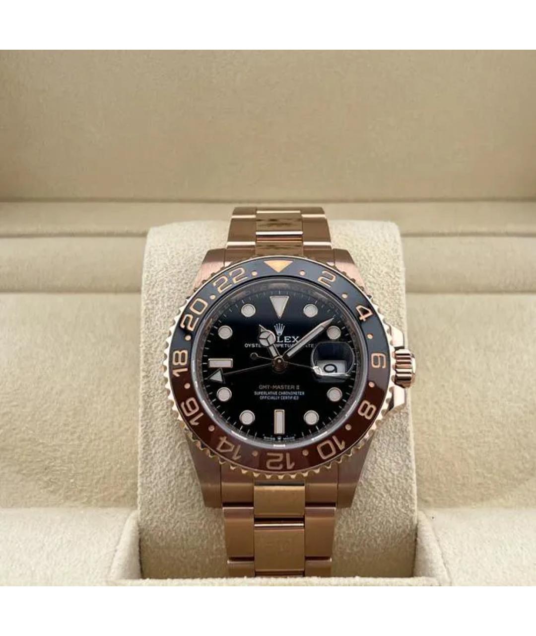ROLEX Черные часы из розового золота, фото 5