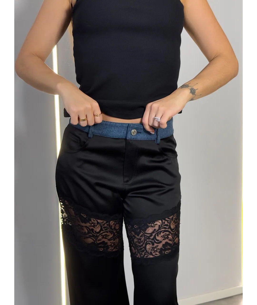 BLUMARINE Черные ацетатные прямые брюки, фото 4