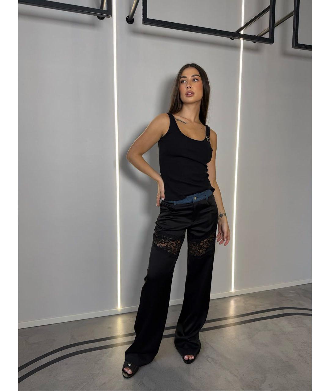 BLUMARINE Черные ацетатные прямые брюки, фото 2