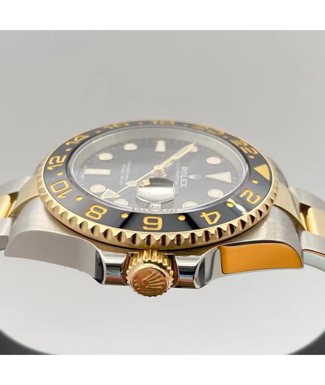 ROLEX Черные часы из желтого золота, фото 4