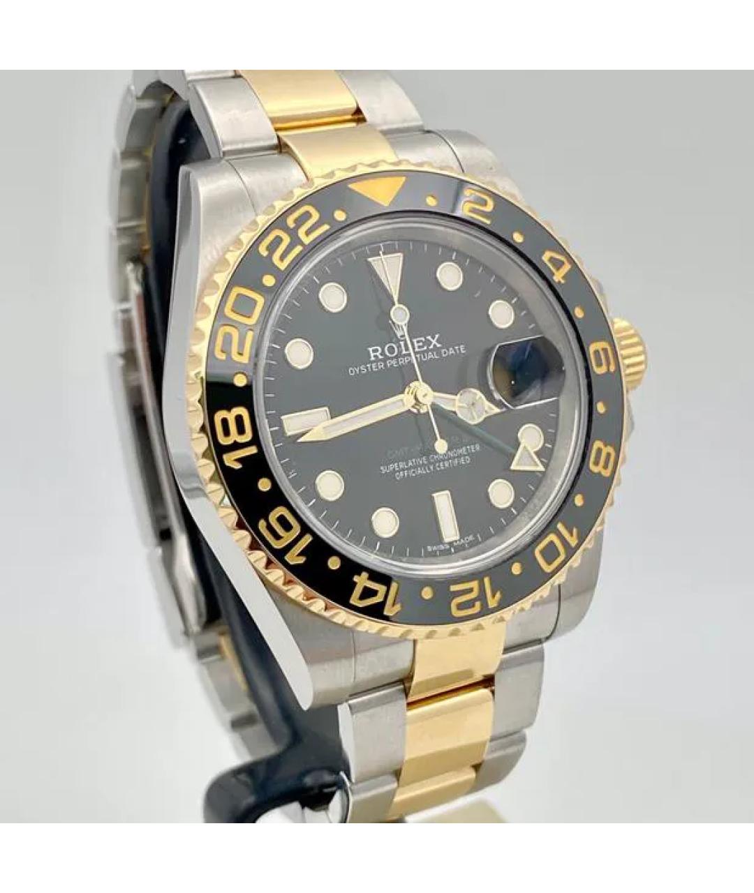 ROLEX Черные часы из желтого золота, фото 3