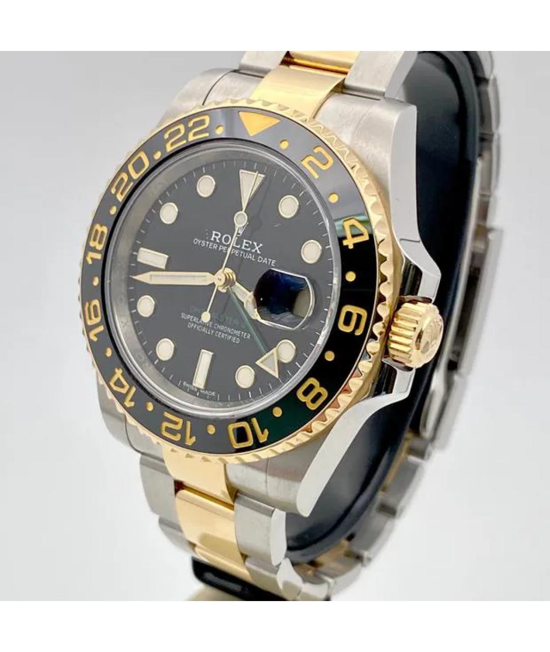 ROLEX Черные часы из желтого золота, фото 2