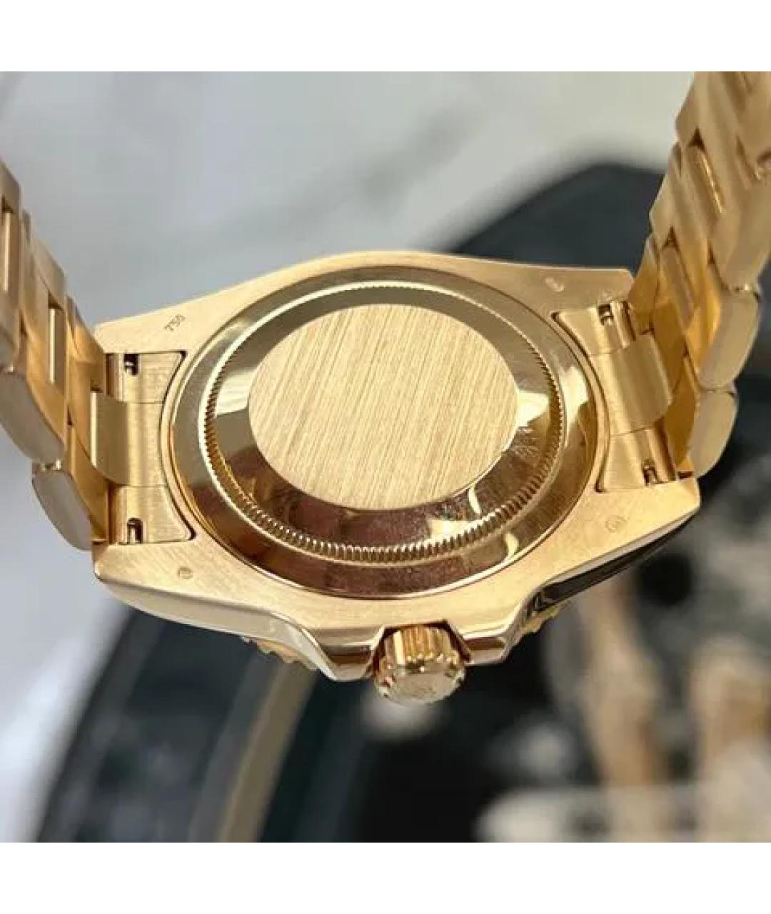 ROLEX Черные часы из желтого золота, фото 6