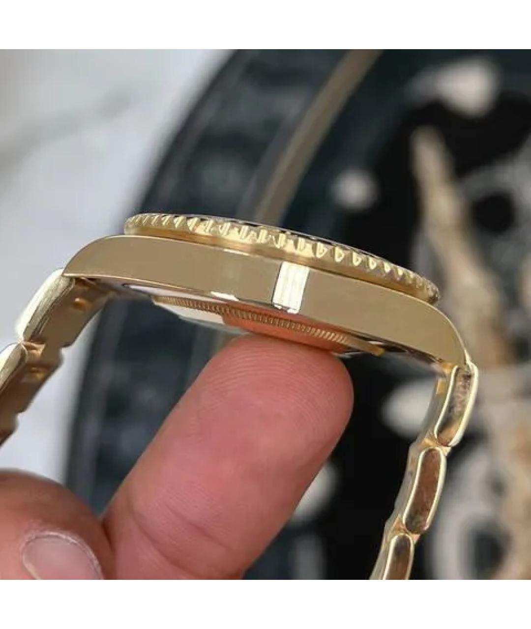 ROLEX Черные часы из желтого золота, фото 3
