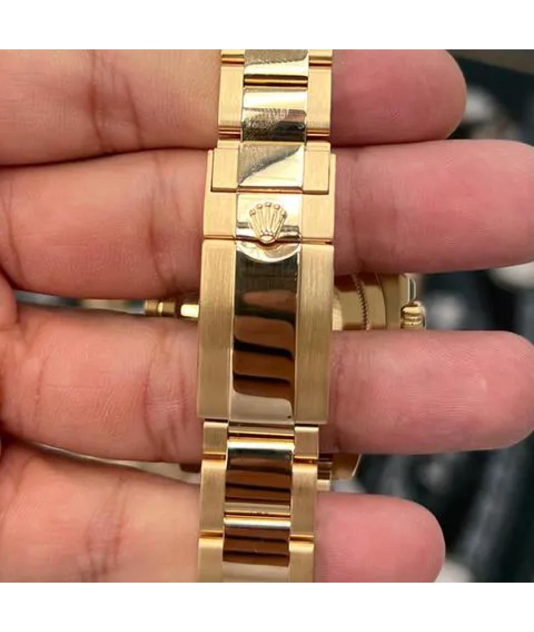 ROLEX Черные часы из желтого золота, фото 7