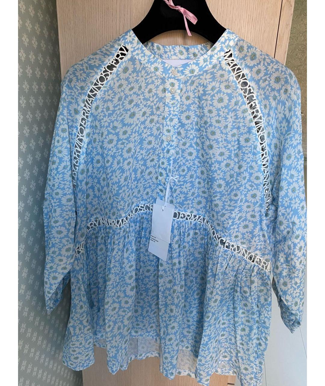 ERMANNO SCERVINO Голубая хлопковая рубашка/блузка, фото 4