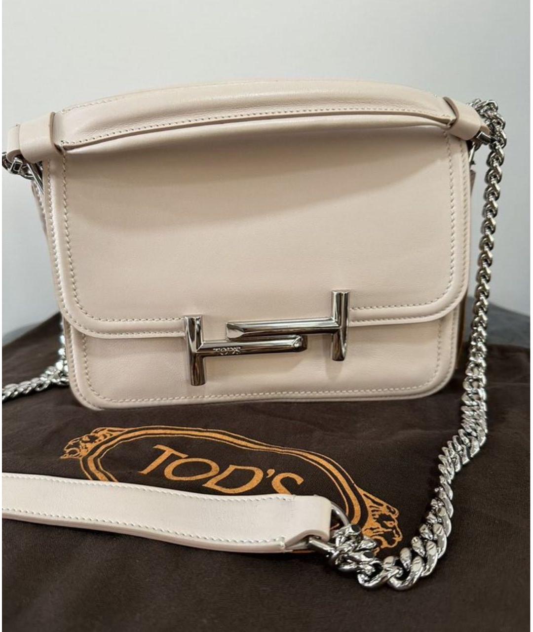 TOD'S Белая кожаная сумка через плечо, фото 6