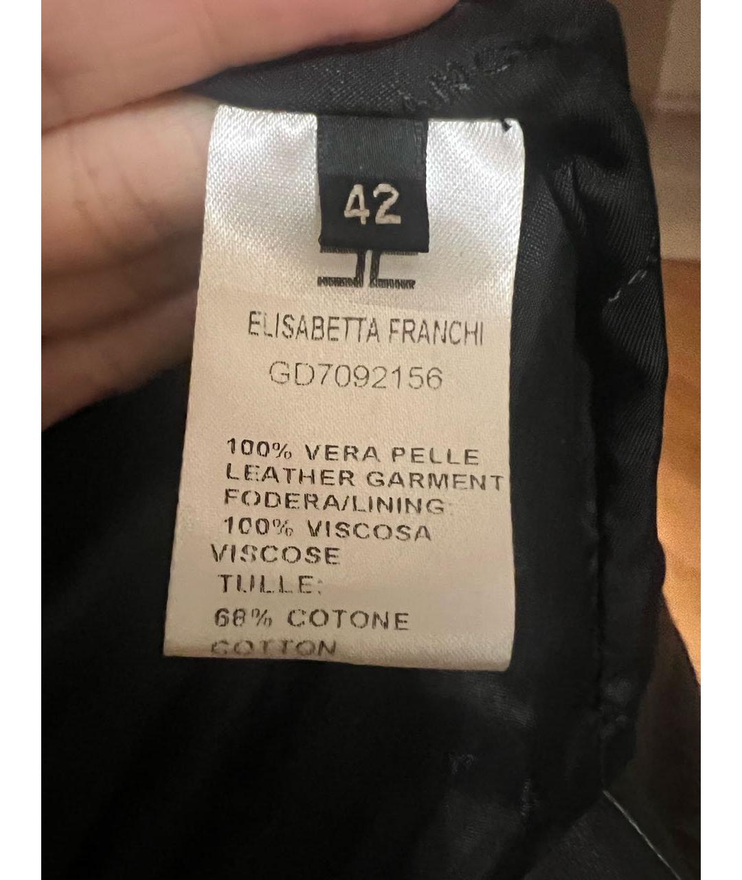ELISABETTA FRANCHI Черная кожаная куртка, фото 3
