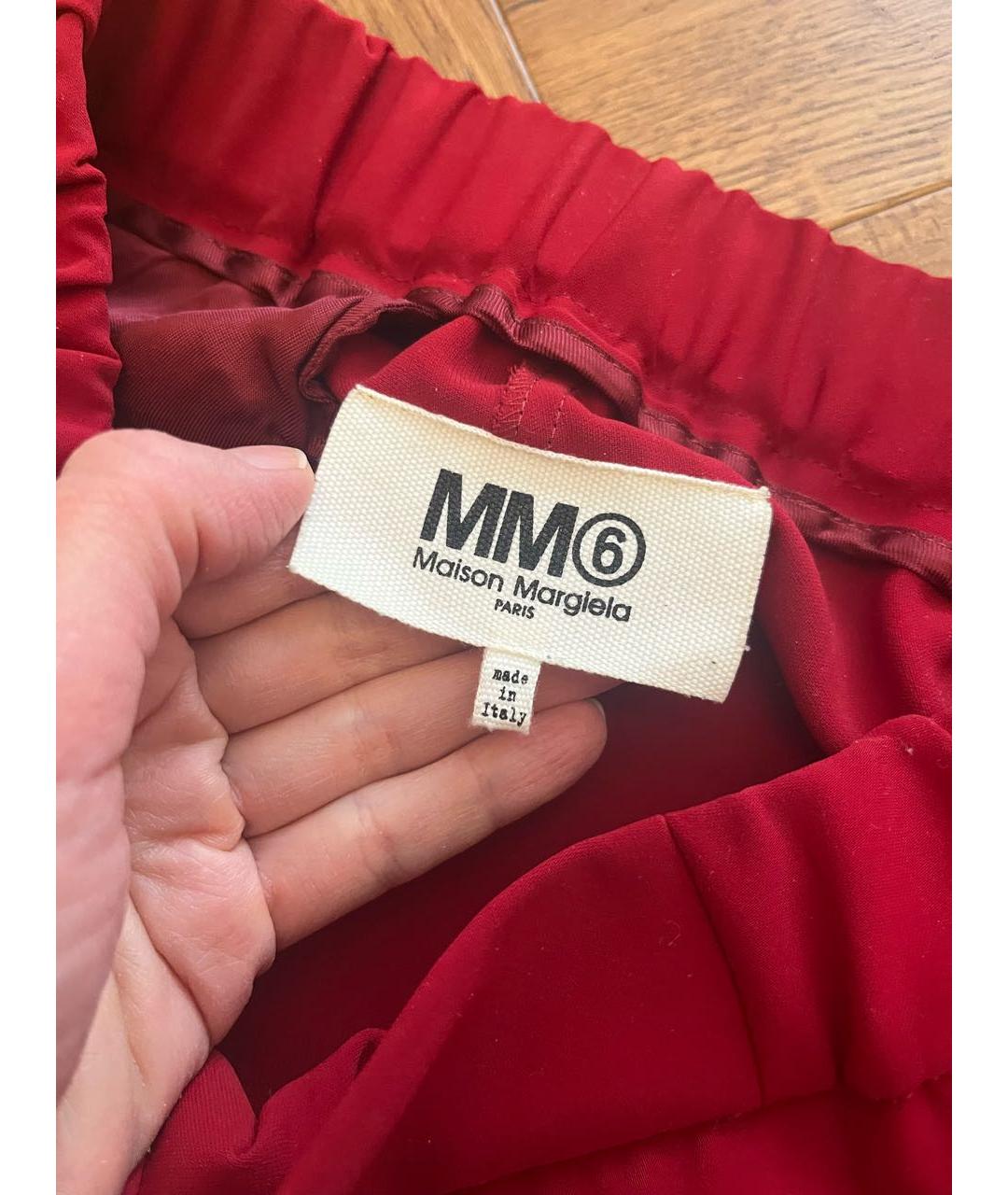 MM6 MAISON MARGIELA Бордовые полиэстеровые брюки узкие, фото 3