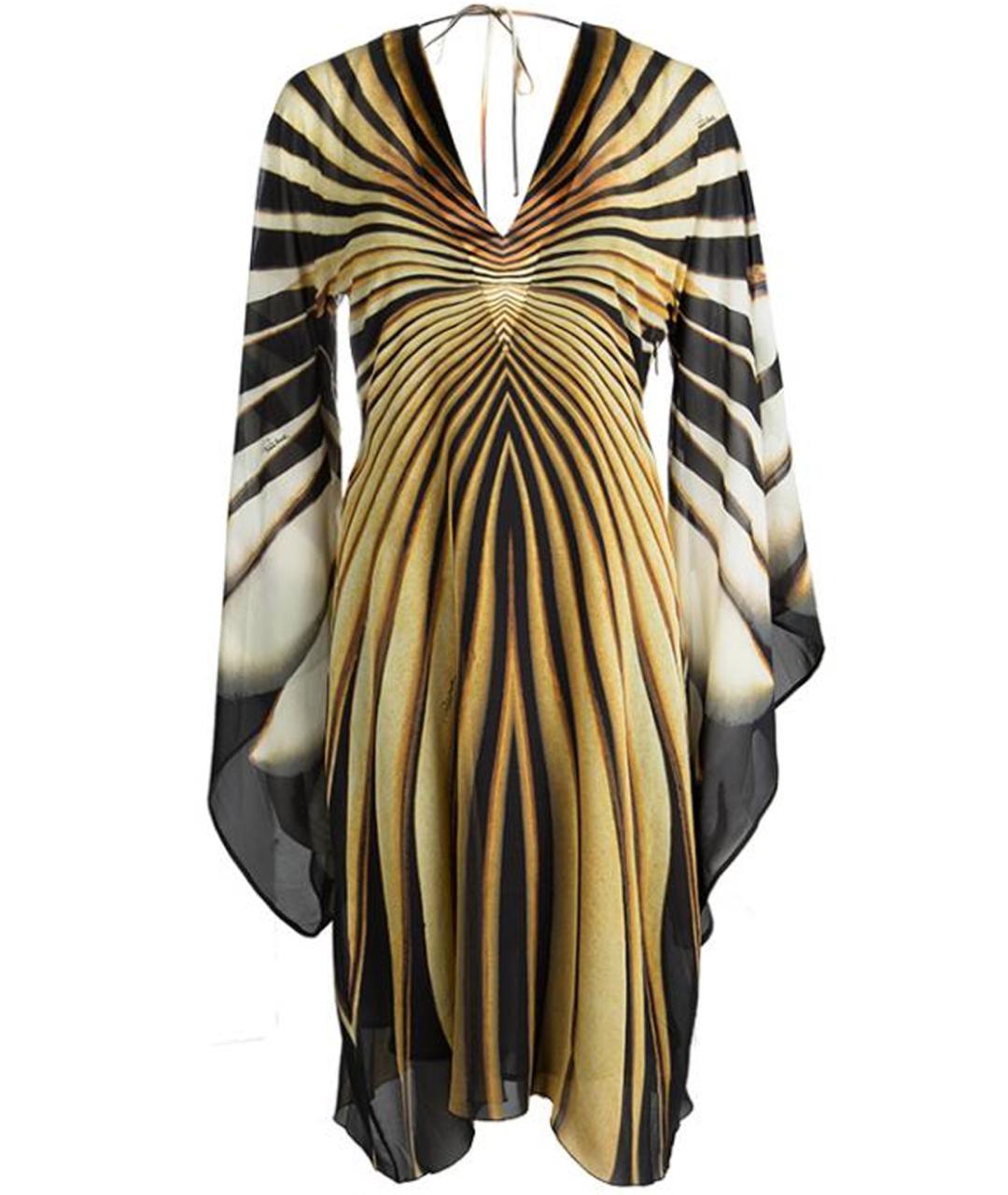 ROBERTO CAVALLI Золотое шелковое вечернее платье, фото 1
