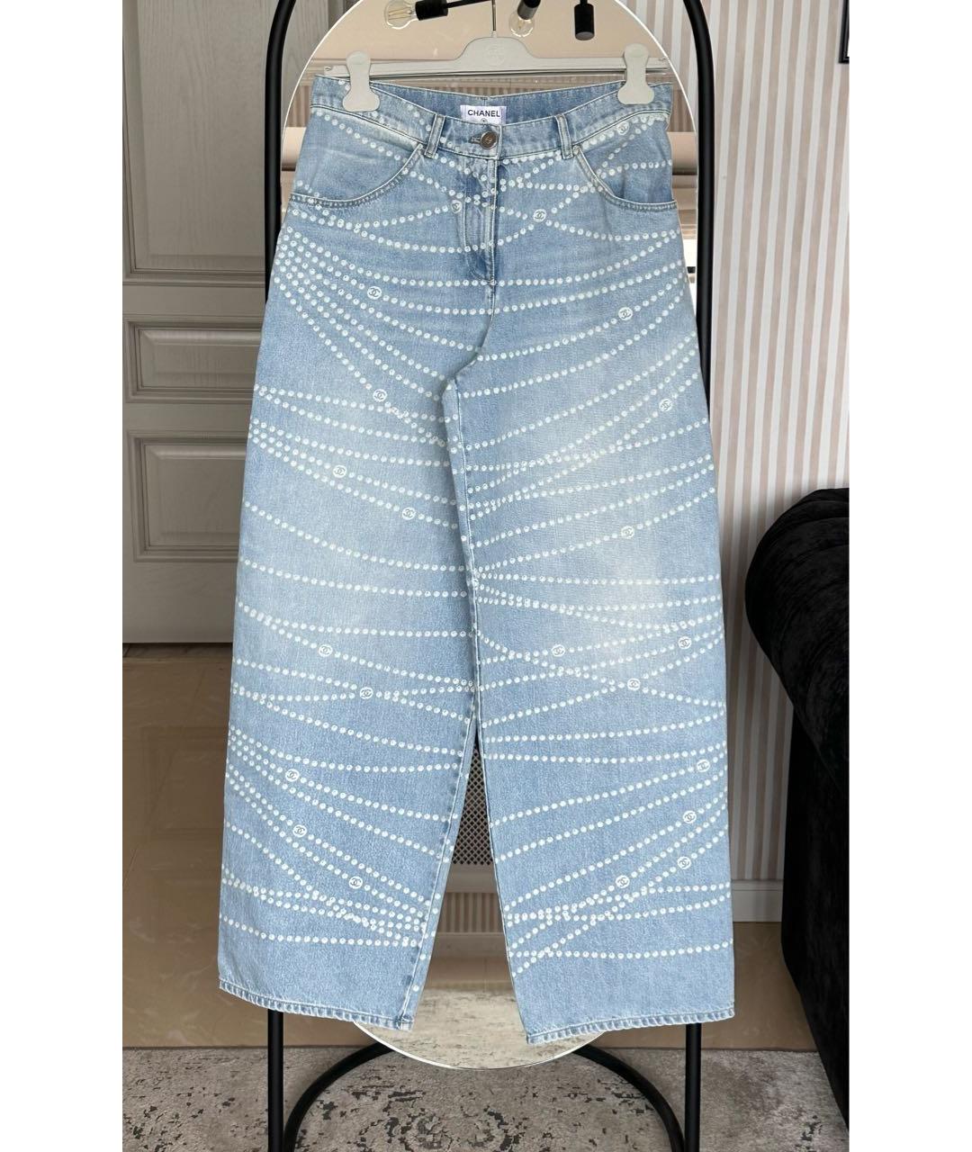CHANEL Голубые хлопковые прямые джинсы, фото 2
