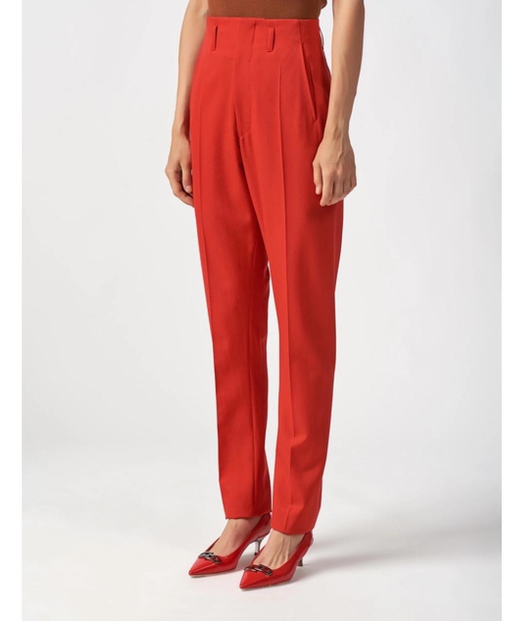 ISABEL MARANT Красные шерстяные прямые брюки, фото 3