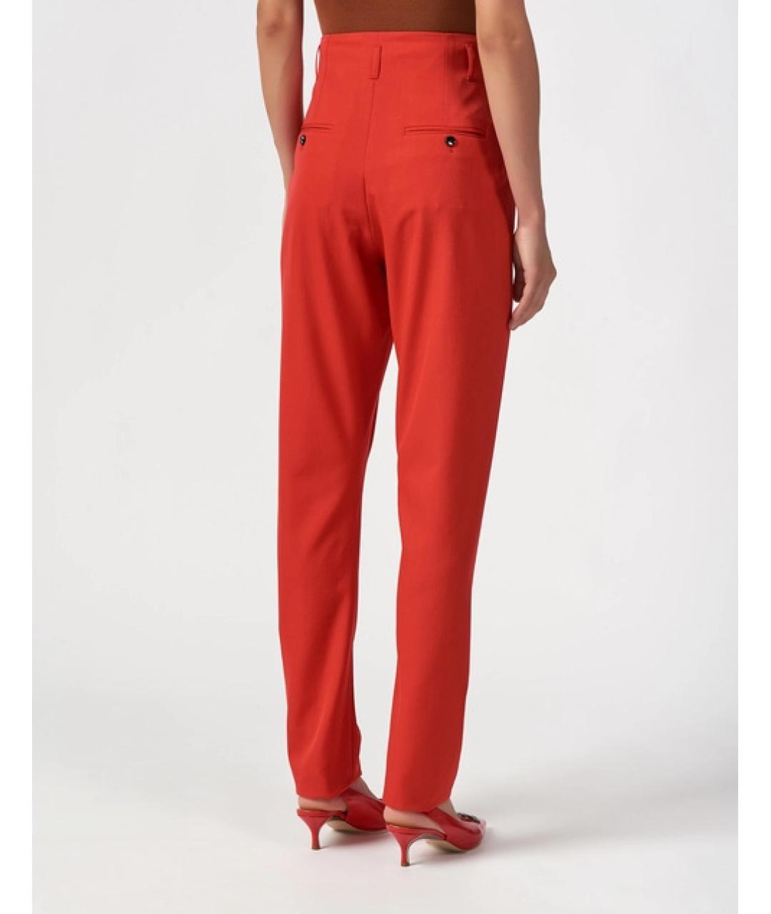 ISABEL MARANT Красные шерстяные прямые брюки, фото 4