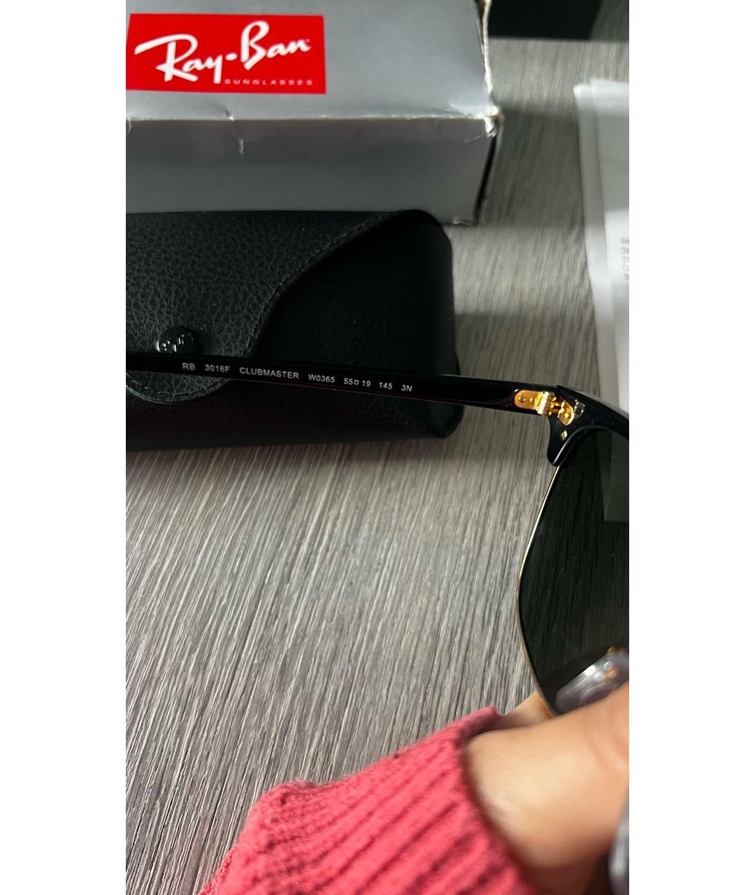 RAY BAN Черные пластиковые солнцезащитные очки, фото 3