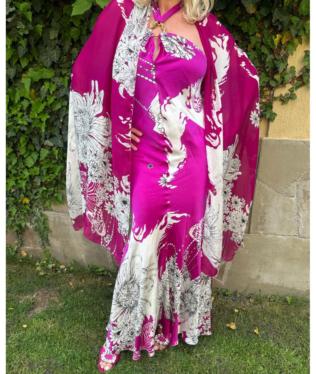 ROBERTO CAVALLI Фуксия шелковое вечернее платье, фото 4