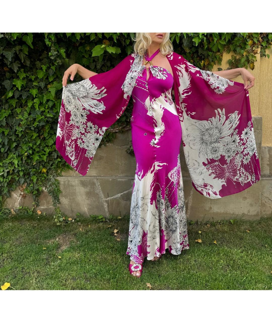 ROBERTO CAVALLI Фуксия шелковое вечернее платье, фото 5