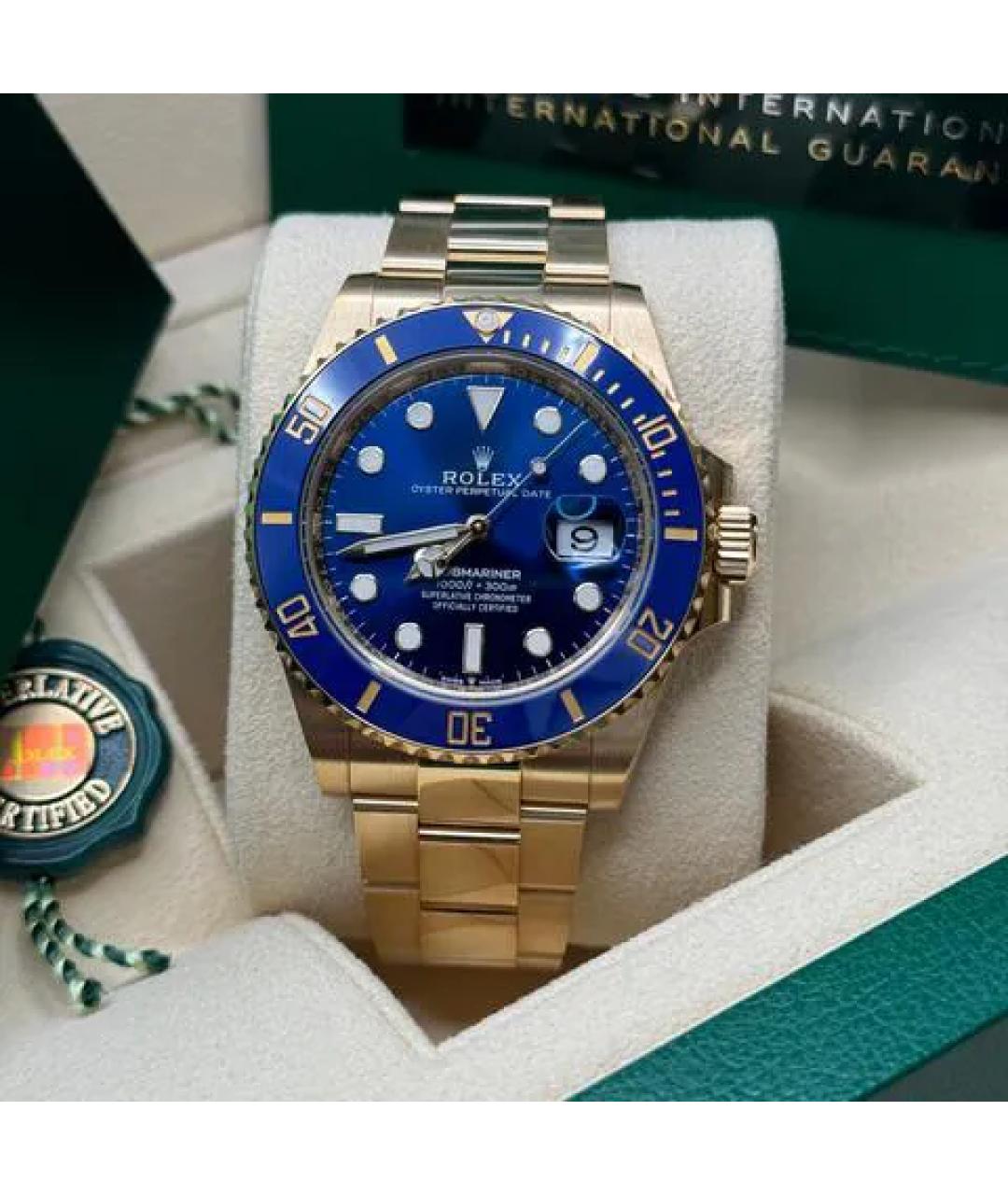 ROLEX Синие часы из желтого золота, фото 7