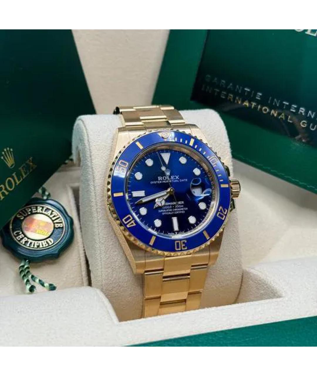 ROLEX Синие часы из желтого золота, фото 2