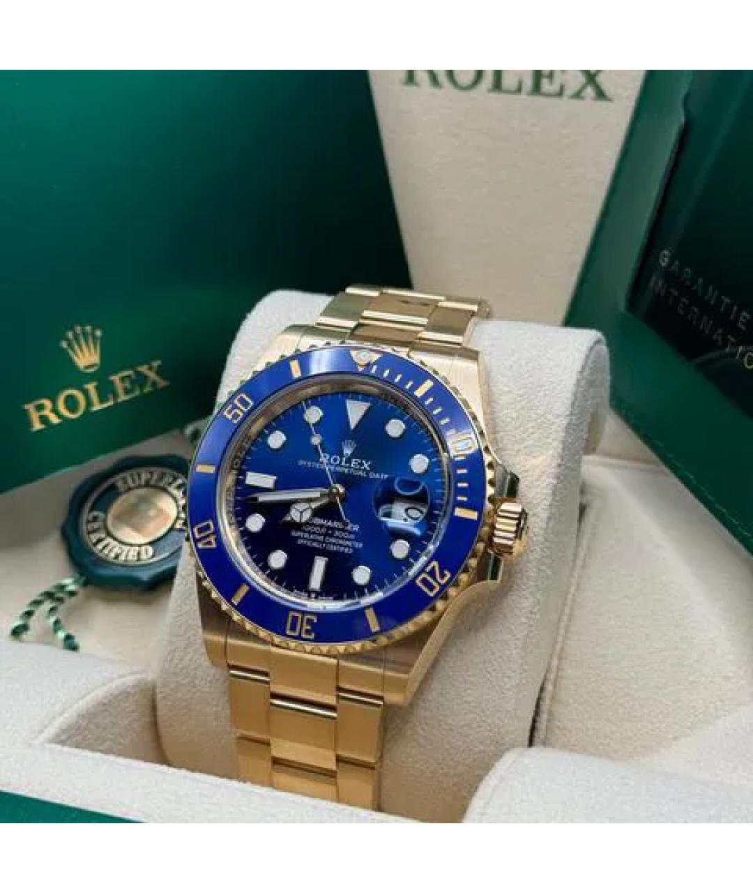 ROLEX Синие часы из желтого золота, фото 3