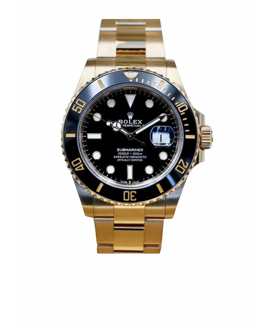 ROLEX Черные часы из желтого золота, фото 1