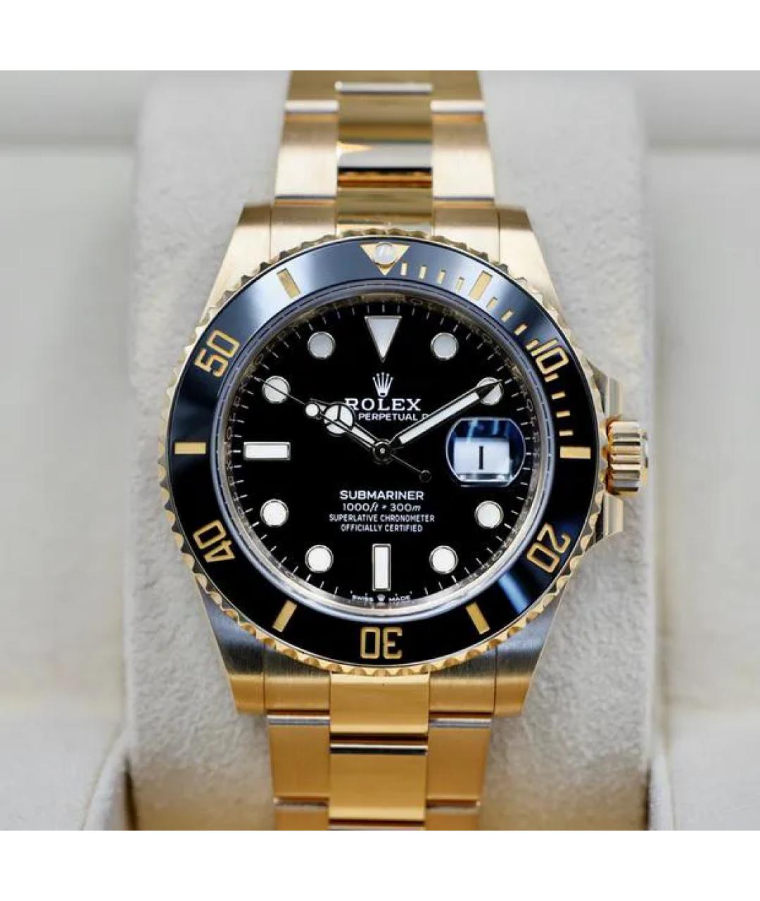 ROLEX Черные часы из желтого золота, фото 10