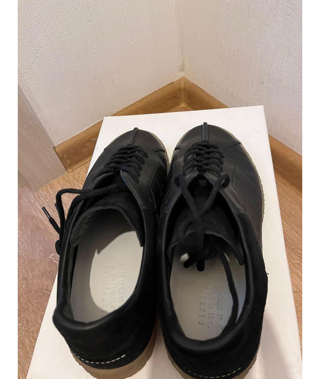 MM6 MAISON MARGIELA Черные кожаные низкие кроссовки / кеды, фото 3