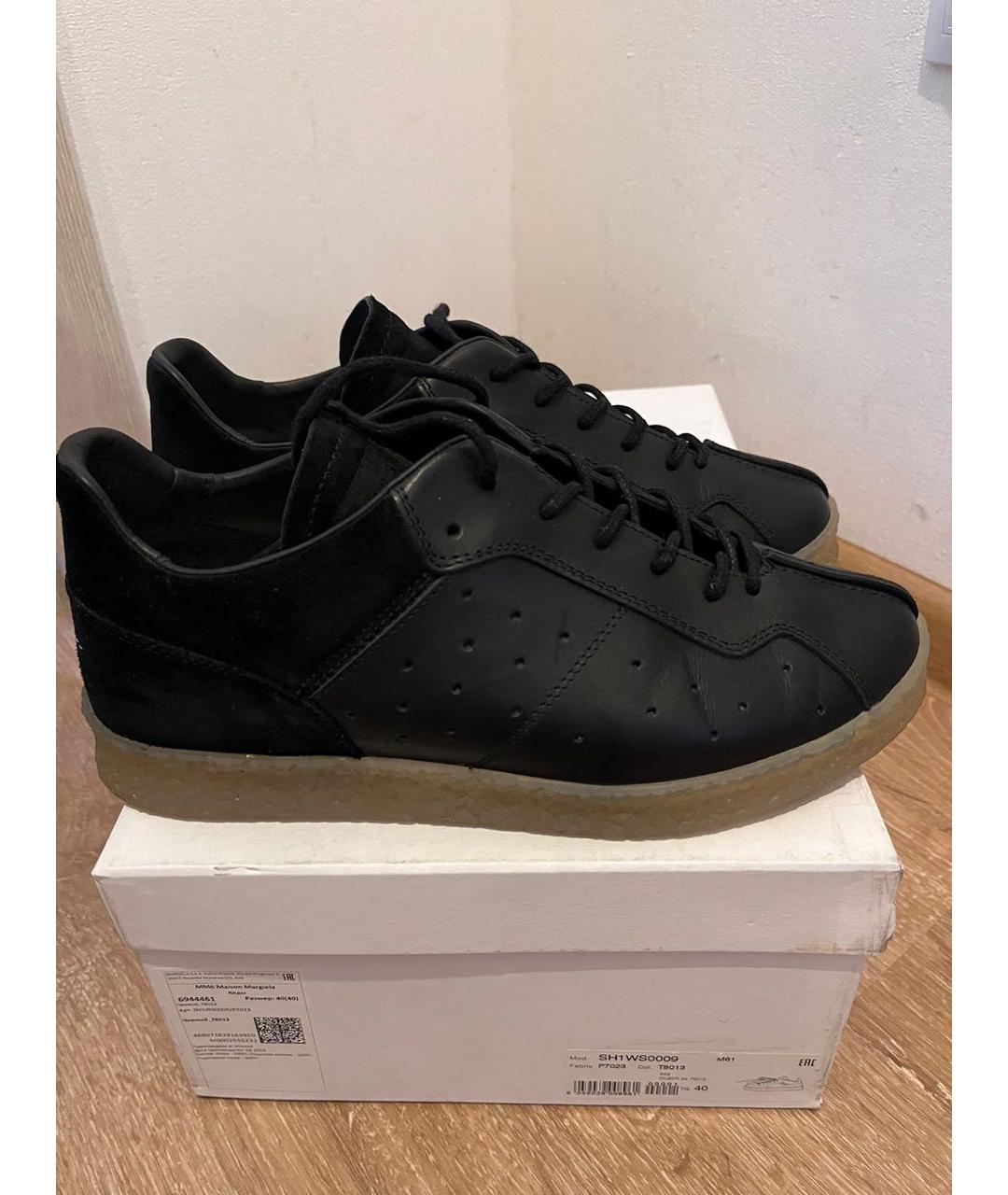 MM6 MAISON MARGIELA Черные кожаные низкие кроссовки / кеды, фото 7