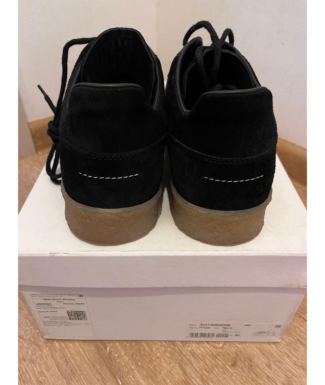 MM6 MAISON MARGIELA Черные кожаные низкие кроссовки / кеды, фото 4