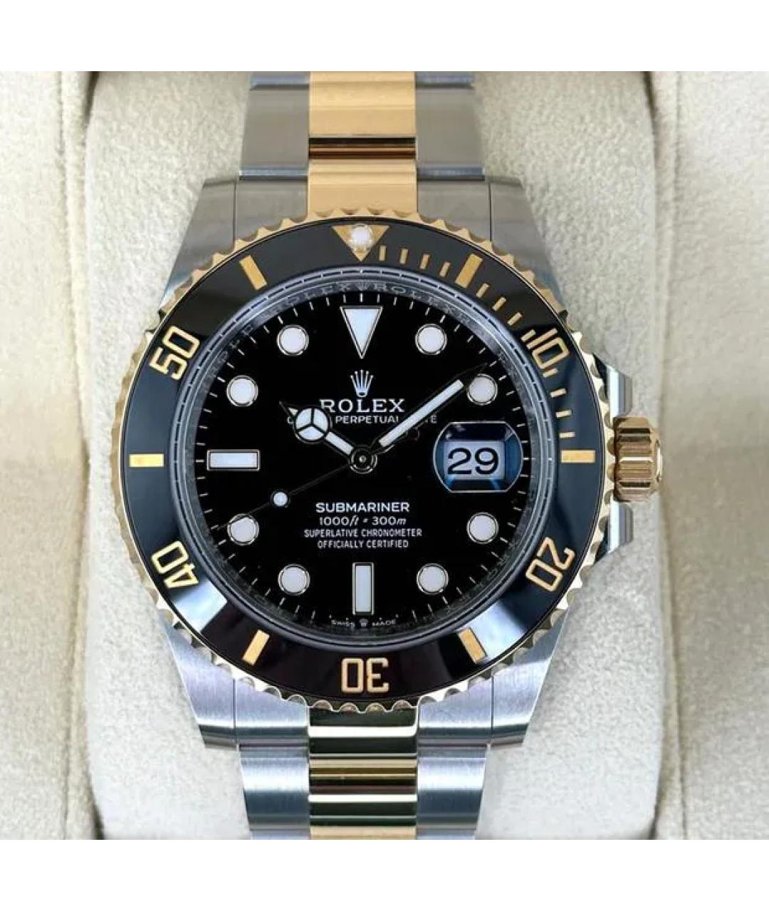 ROLEX Черные часы из желтого золота, фото 9